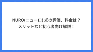 NURO(ニューロ) 光の評価、料金は？メリットなど初心者向け解説！